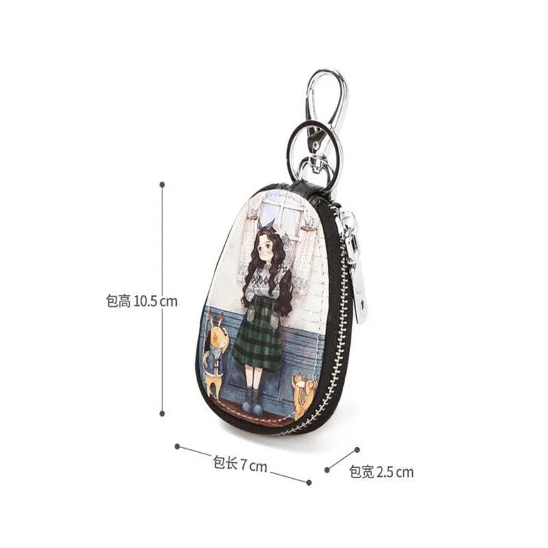 Key Bag Cartoon Women Girl Students Leather Key Wallets Key Case For Car