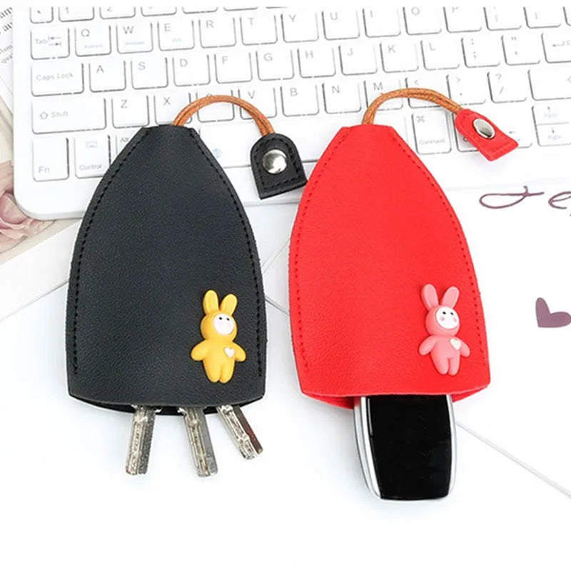 Cartoon Rabbit Cat Key Bag PU Leather Key Wallet Car Holder Keychain Pouch