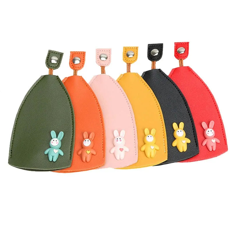 Cartoon Rabbit Cat Key Bag PU Leather Key Wallet Car Holder Keychain Pouch