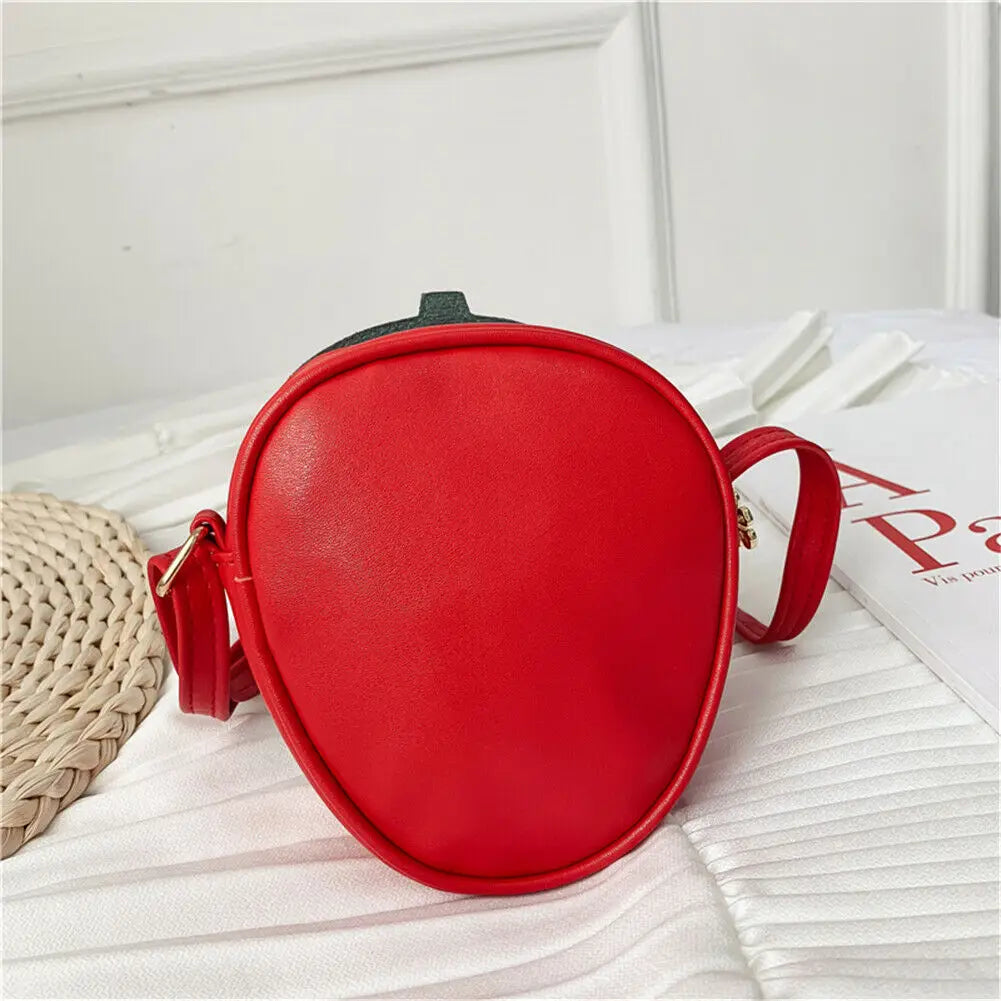 Girls Sequin Zipper Handbag PU Leather Fruit Shape Messenger Bag