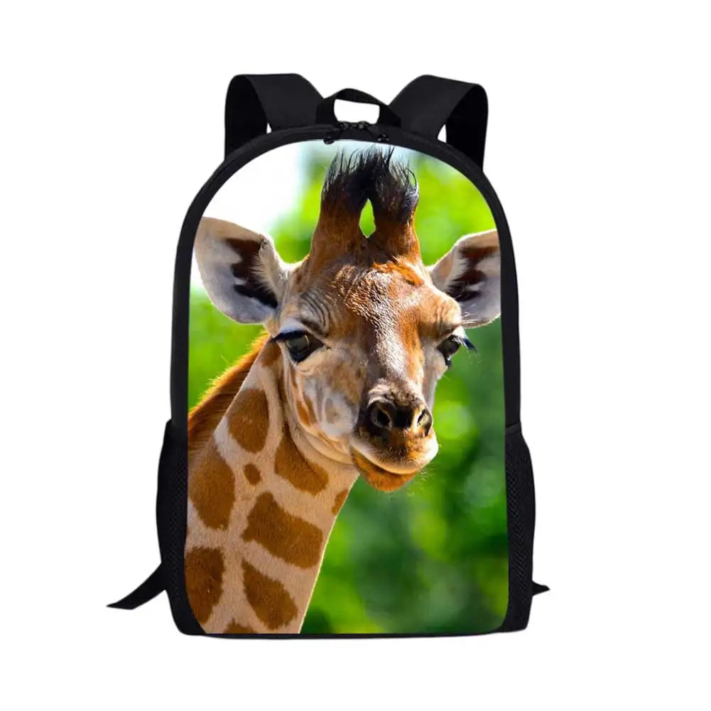 Kids Backpack for Boys Girls Giraffe 3D Pattern School Bags Mochila Escolar