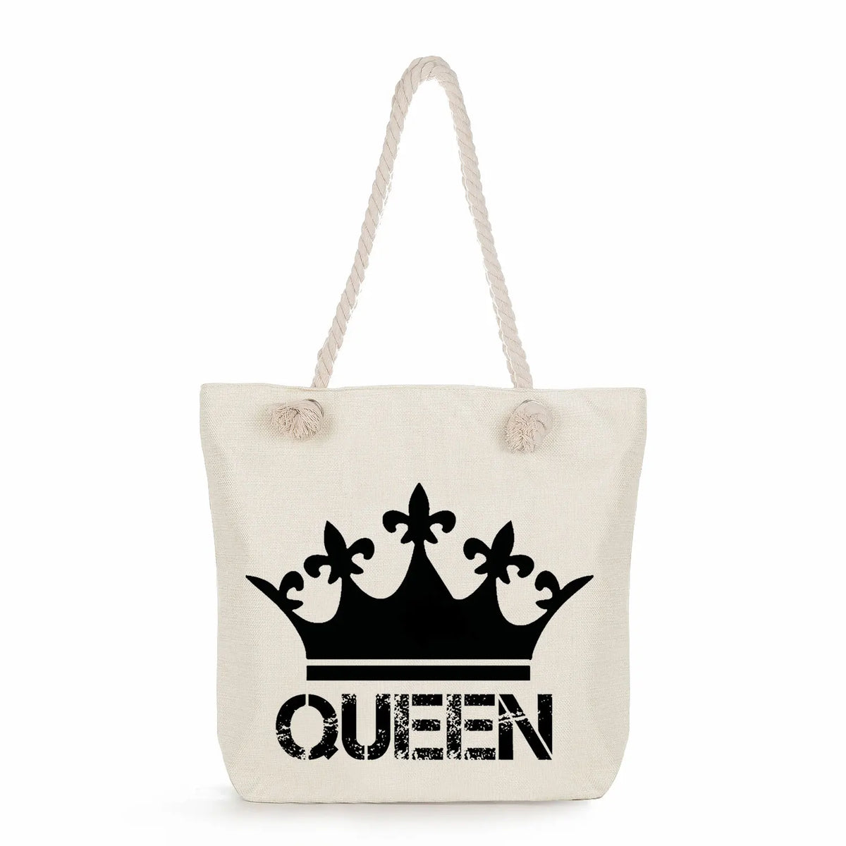 King And Queen Letter Print Handbags Crown Women Shoulder Tote Bags