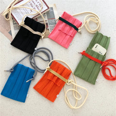 Pleated Mini Crossbody Bag Women Knitting Shoulder Messenger Phone Purse