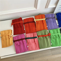 Pleated Mini Crossbody Bag Women Knitting Shoulder Messenger Phone Purse