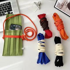 Pleated Mini Crossbody Bag Women Knitting Shoulder Messenger Phone Purse