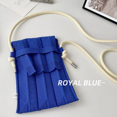 Pleated Mini Crossbody Bag Women Knitting Shoulder Messenger Phone Purse