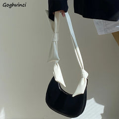 Panelled Half Moon Shoulder Bag with Knot Strap