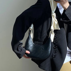 Panelled Half Moon Shoulder Bag with Knot Strap