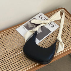 Panelled Half Moon Shoulder Bag with Knot Strap