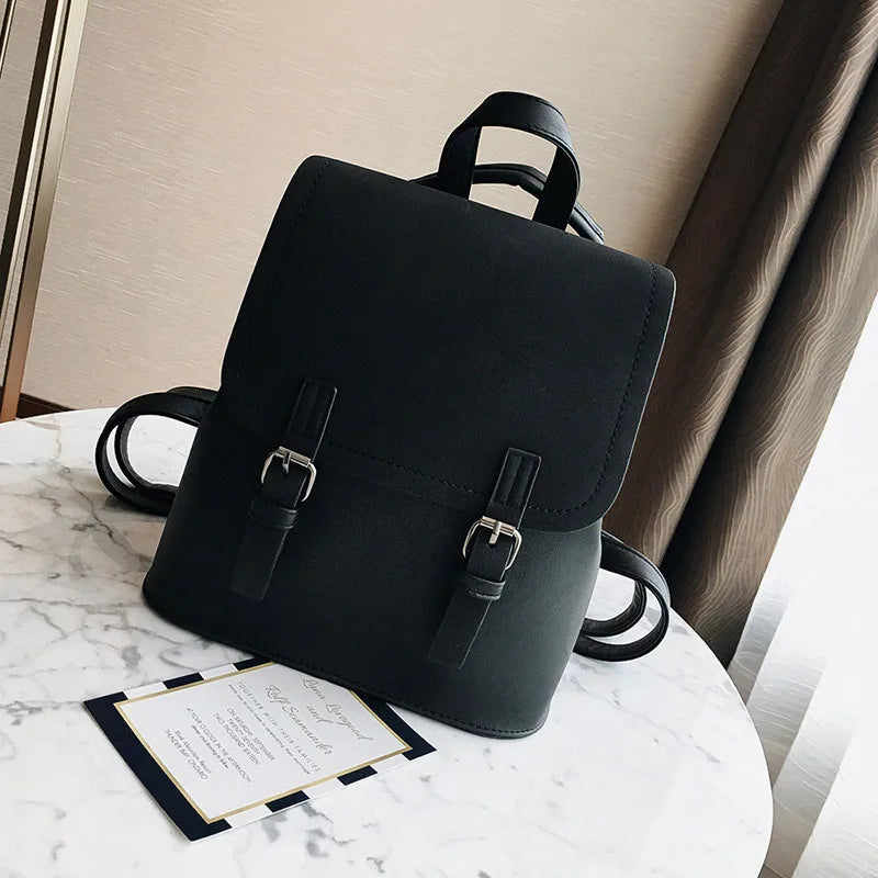 Leather Small Backpack Women Candy Colors Teenage Girl Student Backpack