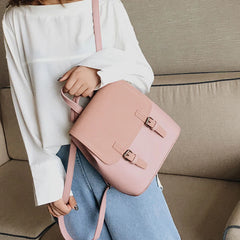 Leather Small Backpack Women Candy Colors Teenage Girl Student Backpack