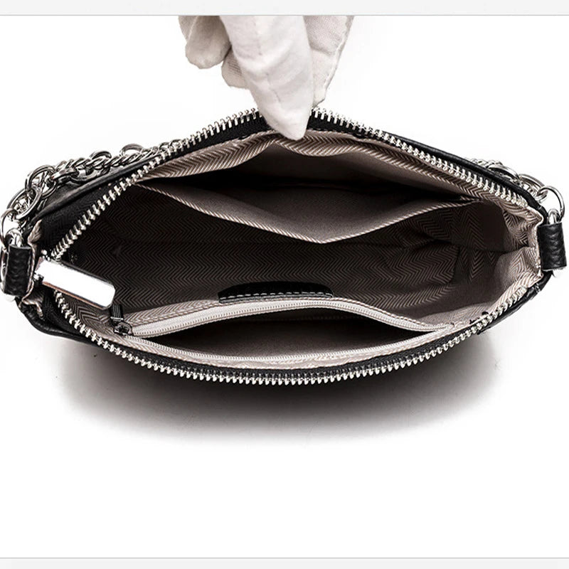 Vintage Leather Sling Chain Handbag for Women