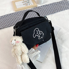 Women's Canva Small Square Bag Dog Shoulder Mobile Phone Package