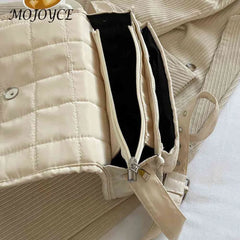 Rhombus Embroidery Thread Flap Handbag Oxford Cloth Soft Female Tote