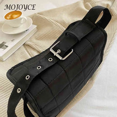 Rhombus Embroidery Thread Flap Handbag Oxford Cloth Soft Female Tote