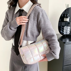 Quilted Check Handbags Female Crossbody Bags Casual Nylon Women Shoulder Bags