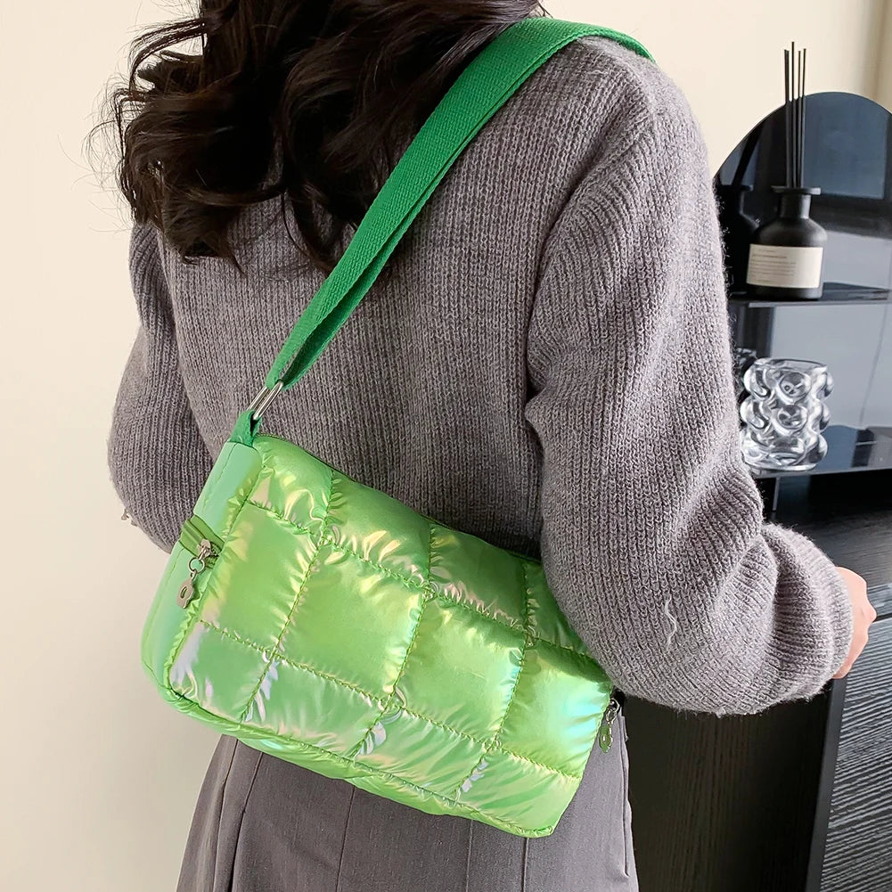 Quilted Check Handbags Female Crossbody Bags Casual Nylon Women Shoulder Bags