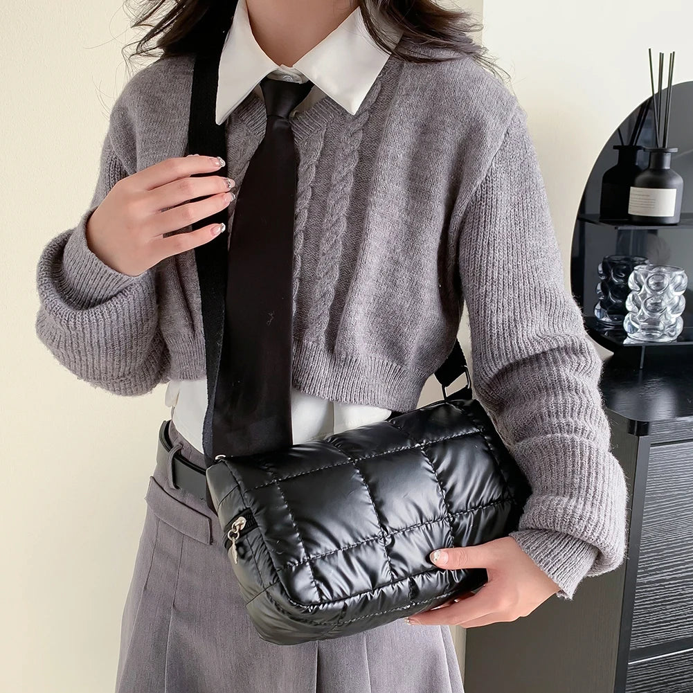 Quilted Check Handbags Female Crossbody Bags Casual Nylon Women Shoulder Bags