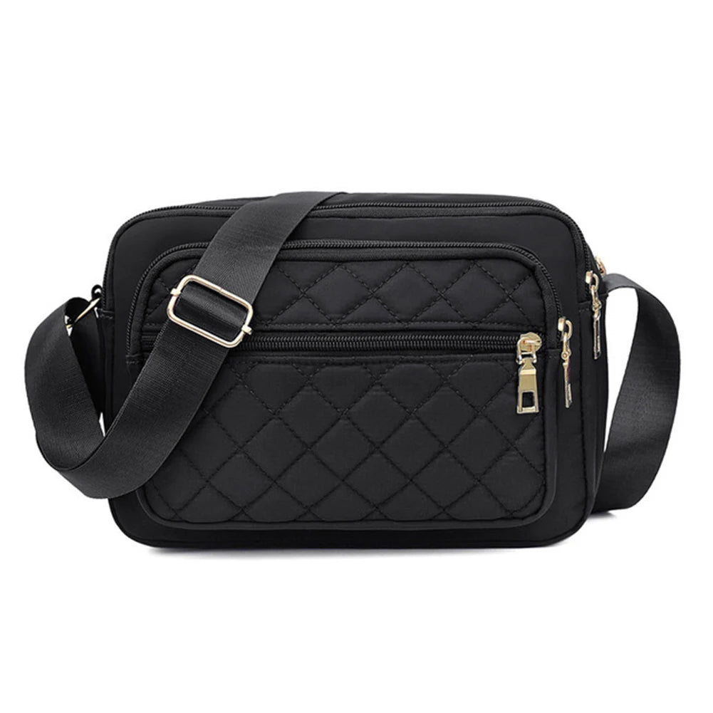 Canvas Checker Crossbody Bag Large Capacity Purse Handbags