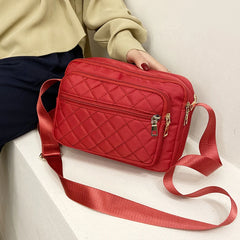 Canvas Checker Crossbody Bag Large Capacity Purse Handbags