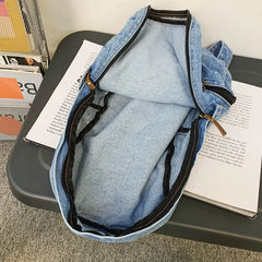 Soft Canvas School Backpack Denim Boy Girl Travel Student Bag