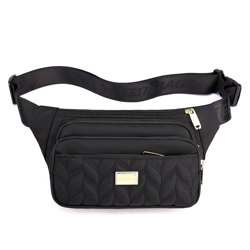 Women's Solid Waist Pack Chest Bag High Nylon