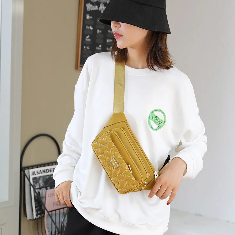 Women's Solid Waist Pack Chest Bag High Nylon