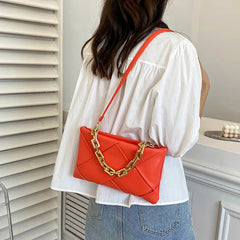 Lady Crochet Shoulder Bag with Golden Chain for Women