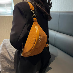 Corduroy Lady Waist Bag Winter Belt Pack Casual Phone Crossbody Chest Bags