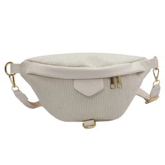 Corduroy Lady Waist Bag Winter Belt Pack Casual Phone Crossbody Chest Bags