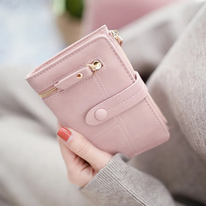 Lady Wallet Short Clutch Solid Matte Women Wallet Small Female Purse