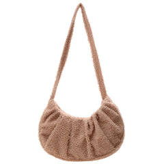 Lady Woolen Small Pleated Shoulder Underarm Bags Fluffy Clutch Solid Shop