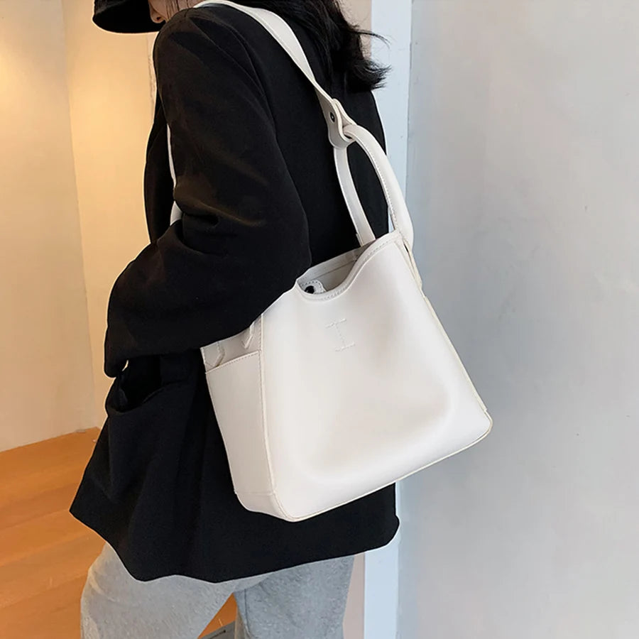 Large Bucket Bags Handbags Women Bags Soild Shoulder Bags