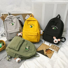 Canvas Backpack for Teenagers Avocado Embroidery School Shoulder Bag
