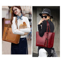 Large Capacity Fringe Shoulder Bag Retro Tassel Shopper Tote