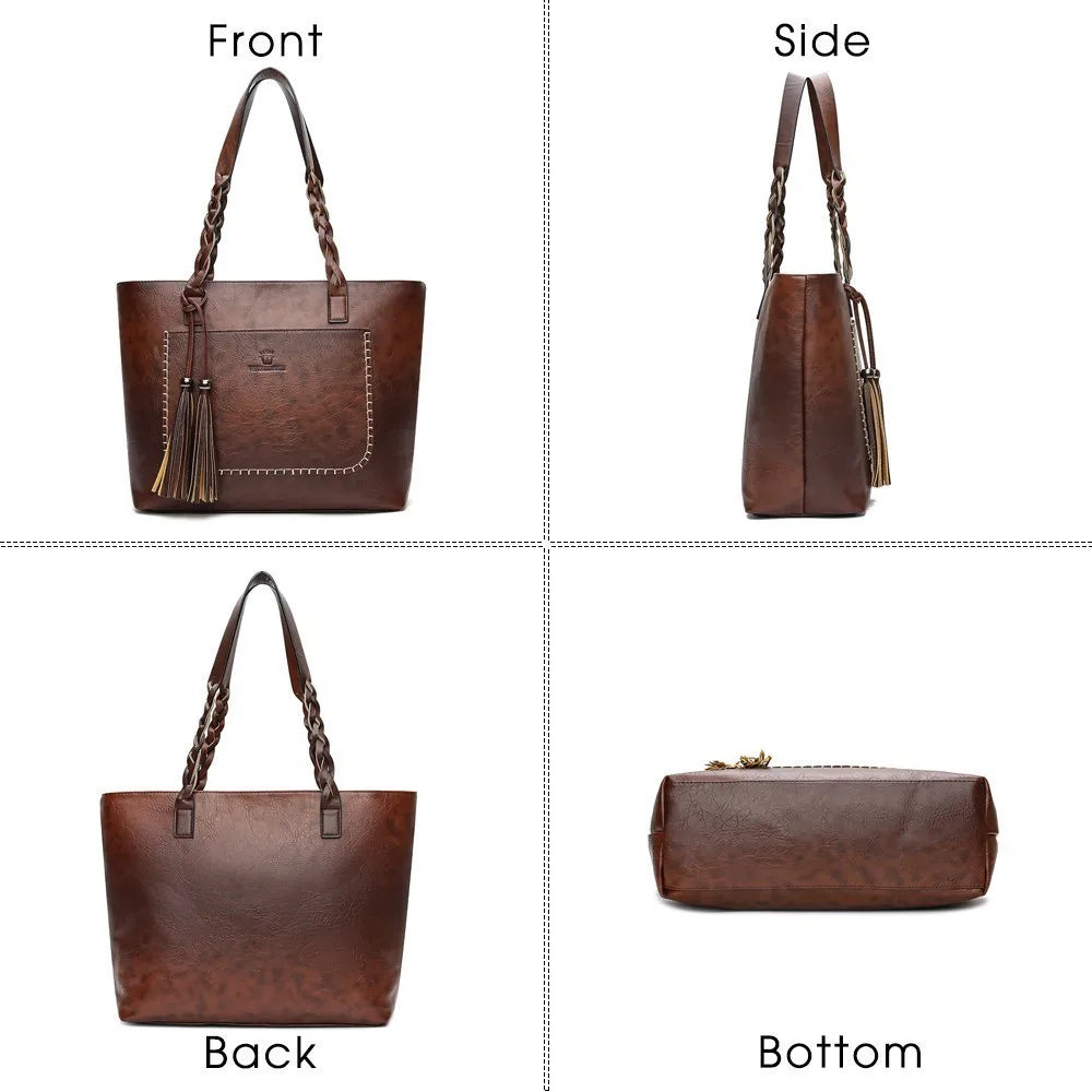 Large Capacity Fringe Shoulder Bag Retro Tassel Shopper Tote
