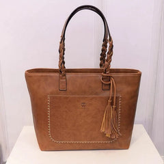 Large Capacity Leather Fringe Shoulder Bag for Women