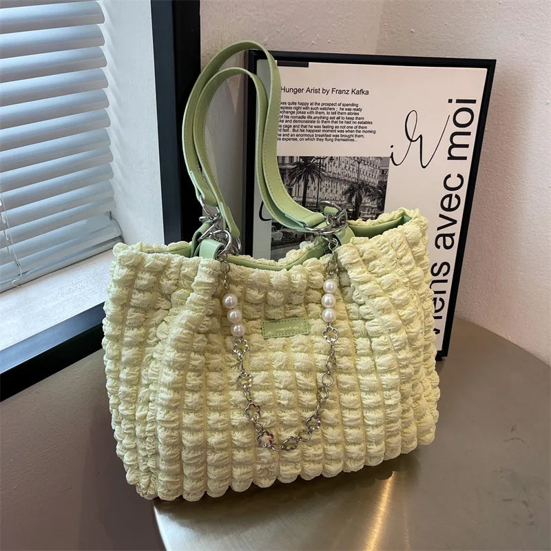 Large Capacity Shoulder Bag Female Puff Top Handle Bag for Women