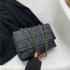 Women's Large Capacity Plaid Shoulder Bag PU Leather Messenger Handbag