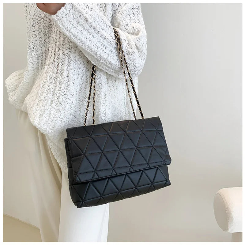 Women's Large Capacity Plaid Shoulder Bag PU Leather Handbag Tote Purse