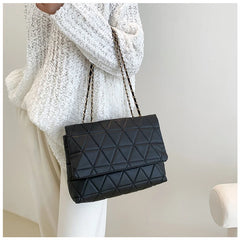 Women's Large Capacity Plaid Shoulder Bag PU Leather Messenger Handbag