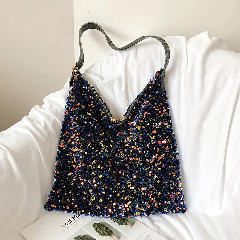 Sequined Shoulder Bag Totes for Women Large Capacity Handbag