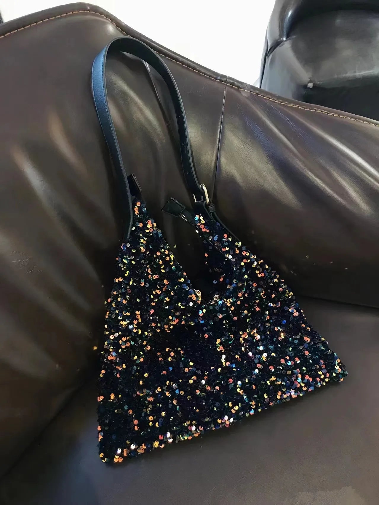 Sequined Shoulder Bag Totes for Women Large Capacity Handbag
