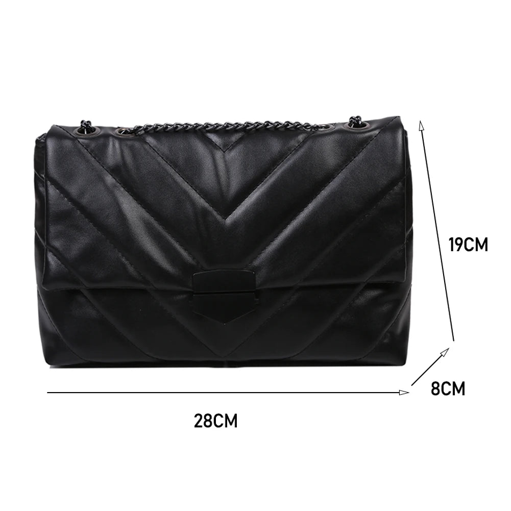 Large Capacity PU Leather Crossbody Bag Lattice Pattern Street Commuter Satchel