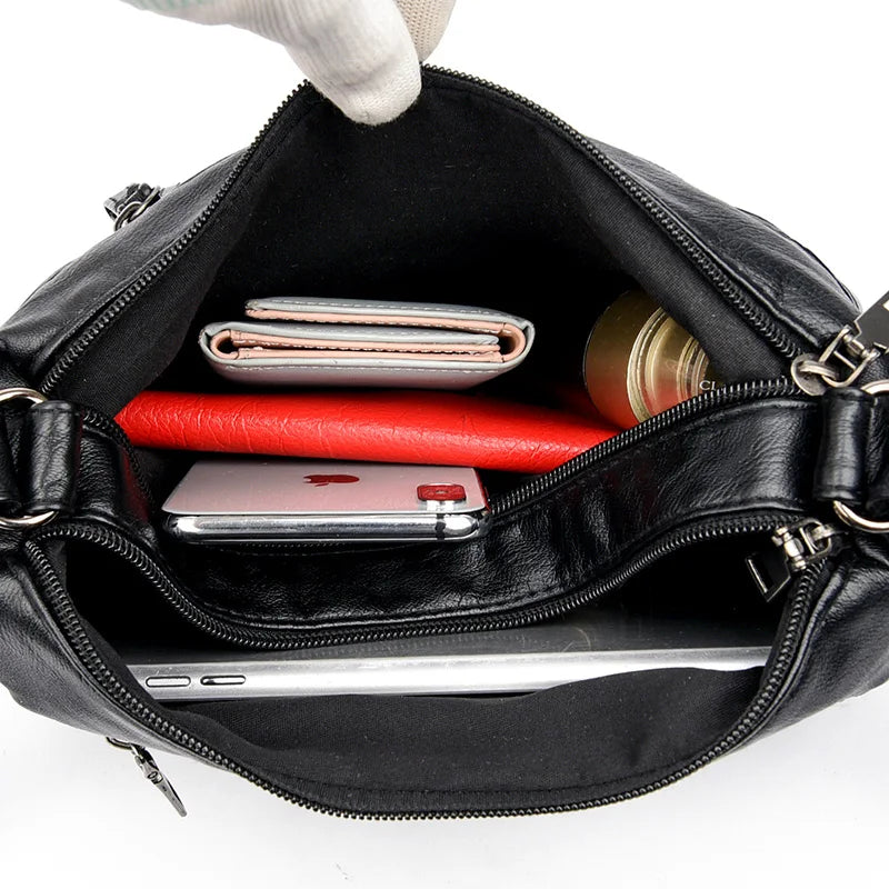 Women Crossbody Bag Large Capacity Soft Leather Messenger Bag