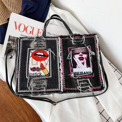 Large Pocket Casual Tote Women's Handbag Shoulder Handbags Denim Leather