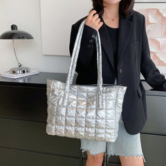 Large Tote Nylon Cotton Padded Handbags Casual Shoulder Bags