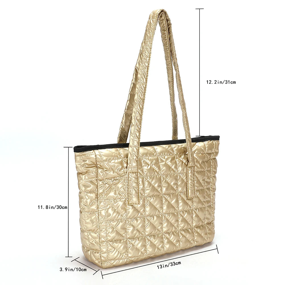Large Tote Nylon Cotton Padded Handbags Casual Shoulder Bags