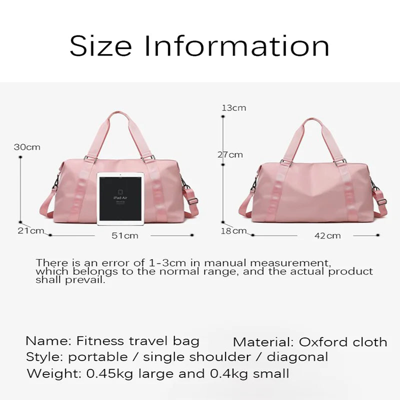Large Travel Bag Women Cabin Tote Handbag Nylon Waterproof Shoulder Weekend Gym