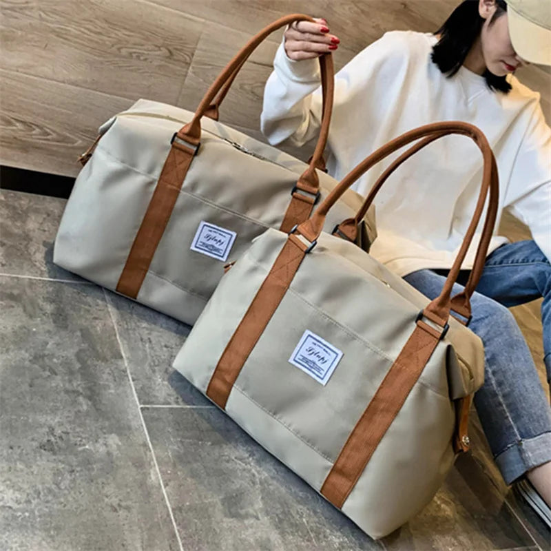 Large Travel Bag Women Tote Bags Handbag Oxford Cloth Dry Wet Separated Bag